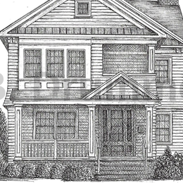 Pen and ink drawing of a house in Seagirt